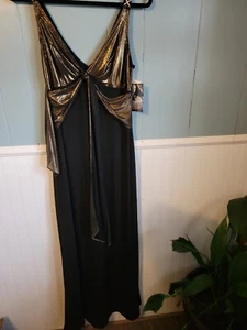 New Womens Rampage Black Gold Evening Dress L Prom Wedding Event Party - Picture 1 of 5