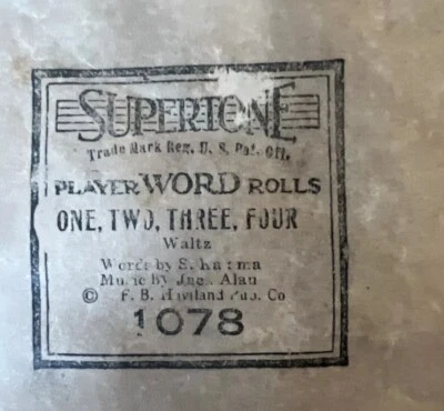 Rollo de palabras para piano Supertone Player 1078 uno dos tres cuatro vals Foto 1 de 4