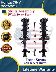 New OE Front Struts W/Sway Bar For 2007-2014 Honda CRV 4X4 Lifetime Warranty - Picture 1 of 14