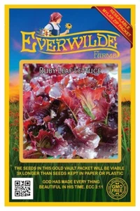 1000 Rubinblattsalat Samen - Everwilde Farms Mylar Samen Paket - Bild 1 von 3