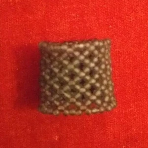 RARE Unique Handmade 1" Gray Beaded Lattice Stitch Dreadlock Hair Bead Ornament - Picture 1 of 6