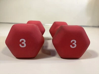 Par de mancuernas de neopreno rosa de 3 lb sin marca total 6 libras buen estado usadas Foto 1 de 4