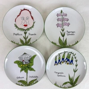 Nonsense Botany Vintage Edward Lear Plates (set of 4) - Picture 1 of 11