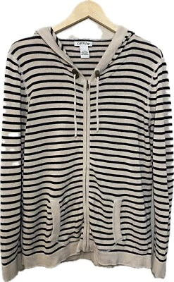 Chaqueta con Capucha Orvis Lino Algodón Cremallera Completa Para Mujer S Rayas Náutica Exterior Foto 1 de 4