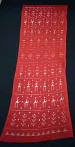 Red Egyptian Assuit Silver metal / net tulle fabric Wrap Shawl Scarf - Picture 1 of 5