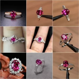 Size 5-12 Ruby Red Zircon Rings Jewelry Elegant Women Wedding Ring - Bild 1 von 22