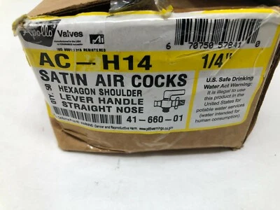 Apollo Valves 41-660-01 1/4" Satin Air Cock Hexagon Shoulder Lever Handle  - Image 1 of 4