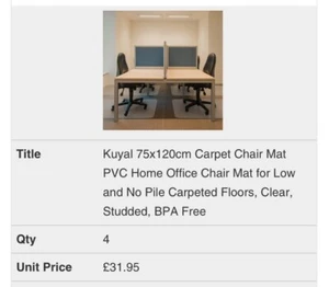 75x120cm Teppich Stuhlmatte PVC Home Office Stuhlmatte für niedrig und stapelfrei - Bild 1 von 1