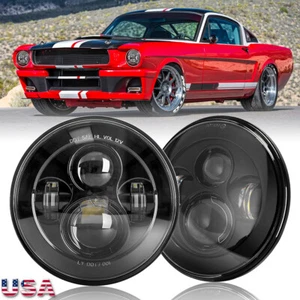 2pc For Ford Mustang 1964-1973 7" Round LED Headlights H4 Hi/Lo Sealed Beam Lamp - Picture 1 of 15
