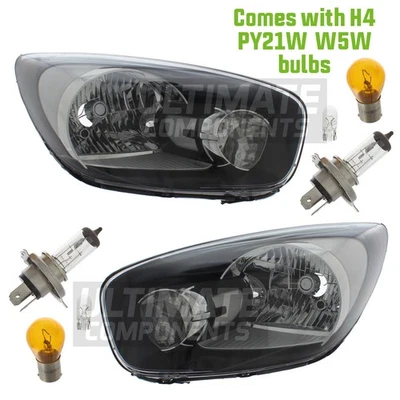 Fits Kia Picanto TA Hatchback 2011-2018 Headlights Headlamps With Bulbs 1 Pair - Image 1 of 4
