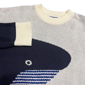 Aelfric Eden Men's The Loneliest Whale Knit Sweater Cream Navy Size M - Picture 1 of 9