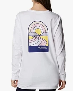 Columbia Women’s Plus White North Cascades Graphic Long Sleeve Hiking T-Shirt 3X - Picture 1 of 15