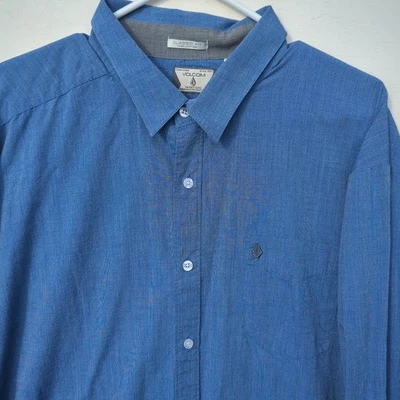 Vintage Volcom Men's Dress Shirt Long Sleeve 2xl Blue Button Down  - Image 1 of 4