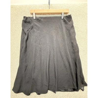 SPANX Black Midi Skirt XL Elastic Waist Pull On A Line Flowy - Image 1 of 4