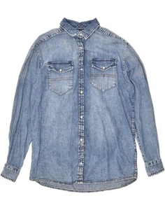 TOMMY JEANS Womens Oversized Denim Shirt UK 6 XS Blue Cotton PH10 - Picture 1 of 3