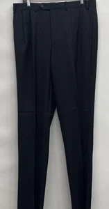 Pantalones de vestir Ralph Lauren para hombre cintura 36 negros a rayas plisados-sin dobladillo-nuevo con etiquetas - Imagen 1 de 4