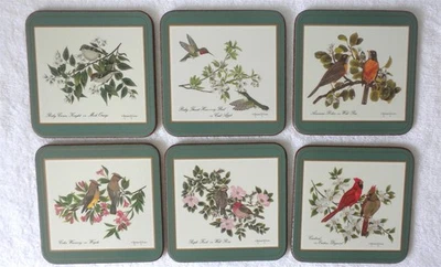 PIMPERNEL DELUXE FINISH CORK BACKED COASTERS SET OF 6 SONGBIRDS ENGLAND NIB ! - Image 1 of 4