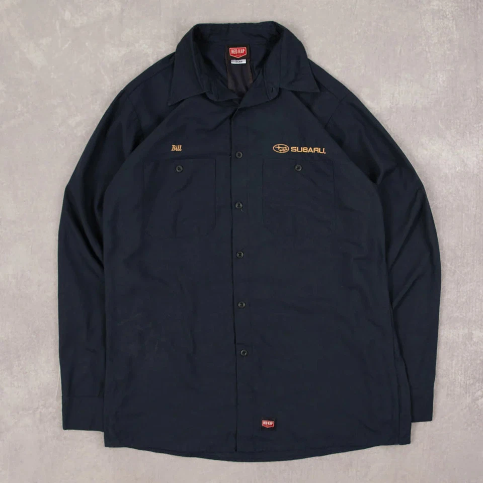 Red Kap Vintage Subaru Workwear Shirt L Men's Navy Blue Utility - image 1 of 4