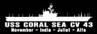 USS CORAL SEA CV 43 Silhouette Decal U S Navy USN Military