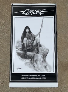 Larry Elmore BABE ON ROCK Convención Usado Espectáculo Bandera Arte Lienzo Giclee Firmado - Imagen 1 de 4