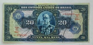 Brasilien 1942 20 Milreis Cruzeiro Aufwertung mit militärischer Signatur FVF RC0410 Kombi - Bild 1 von 2