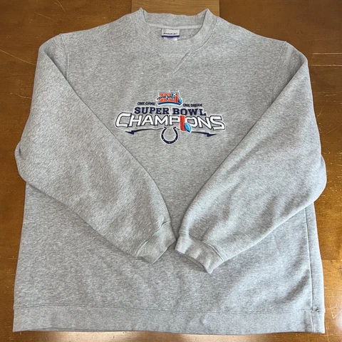 Vintage Indianapolis Colts Sweatshirt Mens Large Gray Pullover Reebok SuperBowl Cover