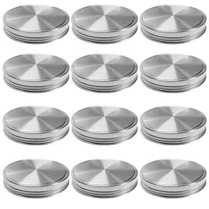 Stainless Steel Mason Jar Lids, Storage Caps with Silicone Seals for Wide Mouth - Picture 1 of 7