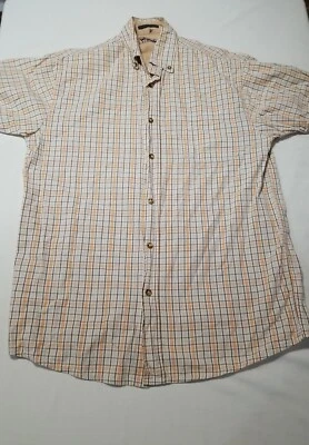 Camisa Wrangler Para Hombre Talla Pequeña Héroe Amarilla/Naranja A Cuadros Con Botones Manga Corta Foto 1 de 4