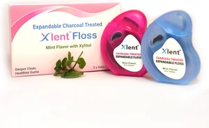 Expandable Dental Floss Treated with Activated Charcoal with Xylitol and Natural - Picture 1 of 8