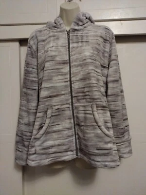 Sudadera para mujer Jason Maxwell blanca gris polar difusa manga larga cremallera PXL Foto 1 de 4