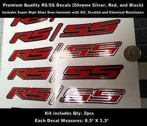 RS SS Decals Camaro Chrome Red Black Fender Hood Scoop Laminated 0099