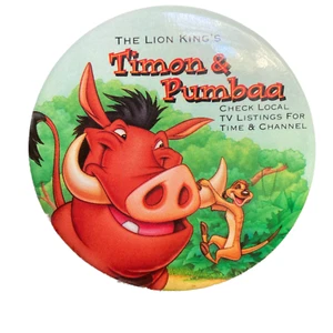 Lion King, The (1994) 2" Timon & Pumbaa TV Show Button, Vintage Disney Pin - Picture 1 of 3