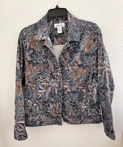 Westbound Womens Jean Jacket M Button Multicolor Whimsy Fairy Floral Tapestry - Picture 1 of 7