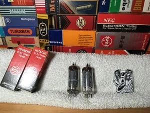 2 NOS 6CG7 LongGreyPlate OGetter Hitachi Japan Preamp AudioTubes ~ Marantz Grail - Picture 1 of 6