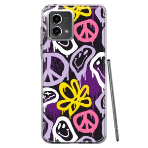 Case for Motorola Moto G 5G 2023 Hippie Retro Groovy Smile Peace - Picture 1 of 6
