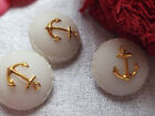 trio boutons vintage créme ancre marin marine originaux bombé 2,2 cm ref 4744