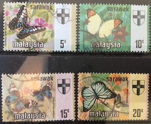 1971 - Malaysia Sarawak - Butterflies - Part Set of 4 - Used - SG221 to SG232 - Picture 1 of 1