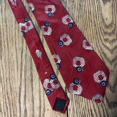 Винтажный галстук середины века Wembley Starshine 54 дюйма винно-красный ацетатный вискоза - Изображение 1 из 4