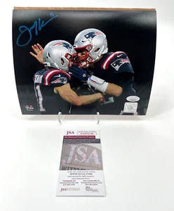 JULIAN EDELMAN NEW ENGLAND PATRIOTS SIGNED 8X10 PHOTO JSA WITNESS COA W/BRADY - Picture 1 of 1