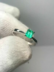 Anello Pietra Preziosa Smeraldo Naturale 4,25 Carati per Uomo/Donna Argento Sterling 925 - Foto 1 di 7
