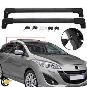2Pcs Fit For Mazda 5 2006-2017 Aluminum Roof Rack Cross Bars Cross Rail Black - Picture 1 of 20