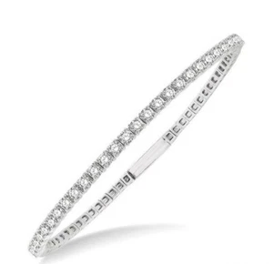 3.00ct Natural Round Diamond 14k Solid White Gold Anniversary Valentine Bracelet - Picture 1 of 4