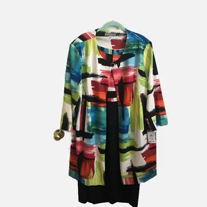 Danny And Nicole Women Red Multicolored Jacket And Dress Size 20W. New. - Picture 1 of 11
