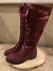 Maia Women?S Burgundy Velvet Lace Up Style Boots New. 7.5 Wc