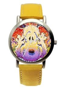 Nobody Barks In LA by Tom Everhart on Unisex Chrome Watch & Yellow Leather Strap - Picture 1 of 5