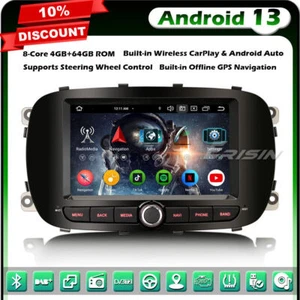 Unidad principal estéreo para automóvil 8 núcleos 64 GB Android 13 navegación por satélite CarPlay DAB + BT para Fiat 500X - Imagen 1 de 24