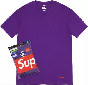 Camisetas moradas sin etiquetas Supreme X Hanes - Paquete de 2 (SS21A24) talla grande - Imagen 1 de 4