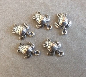 Cute Sea Turtle Charms, Antique Silver Tone, 15x12mm, 5pcs, Jewellery Making - Picture 1 of 3