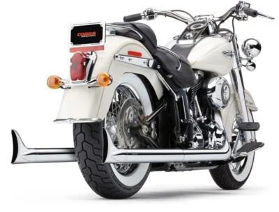 Cobra 6987 Chrome True Dual Fishtail Exhaust Pipe V-Twin Softail FXST FLST 97-06 - Image 1 of 3