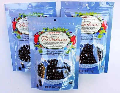 3 Packs Trader Joe's Dark Chocolate Covered Powerberries 8 oz Each Pack - Image 1 of 4